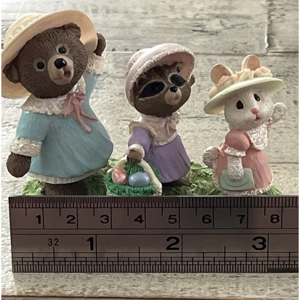 Hallmark 1990 Tender Touches Bear, Raccoon, Bunny, Have an Easter Parade of Fun!